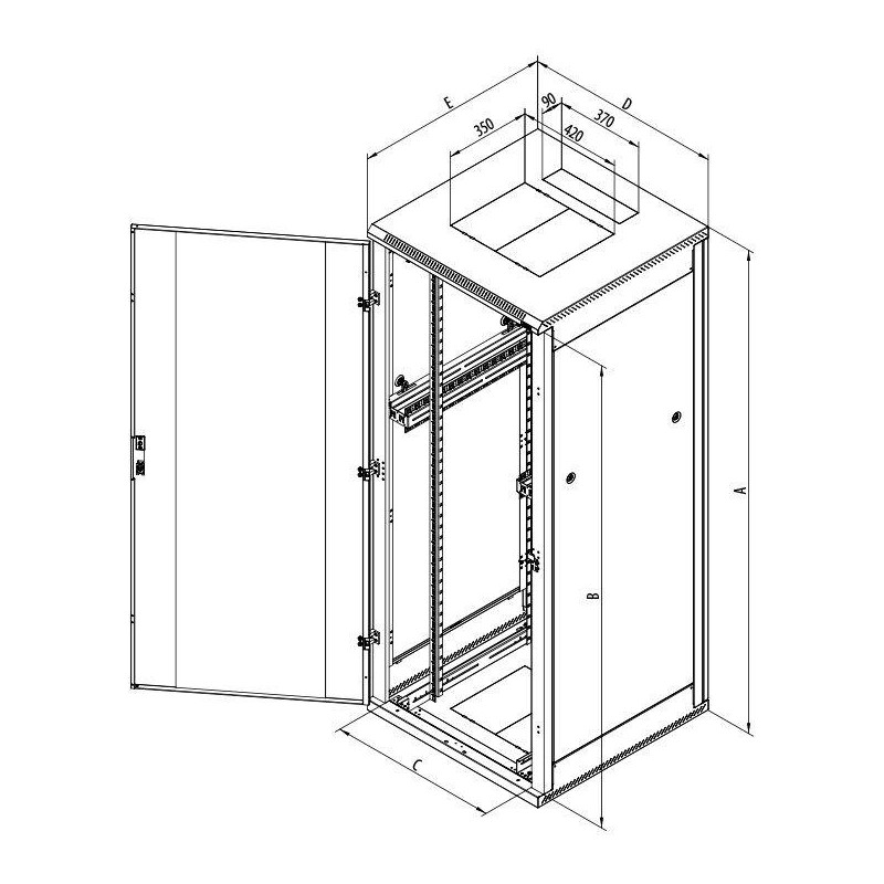 Triton 19" rozvaděč stojanový 47U/800x900, perforované dveře, černá barva, nosnost 400Kg