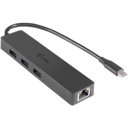 I-tec USB Slim HUB/ 3 porty s Gigabyte Ethernet/ na USB 3.1 Type C/ kompatibilní s Thunderbolt 3/ černý