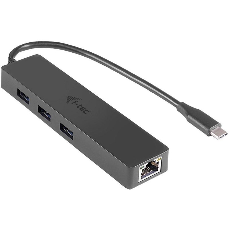 I-tec USB Slim HUB/ 3 porty s Gigabyte Ethernet/ na USB 3.1 Type C/ kompatibilní s Thunderbolt 3/ černý