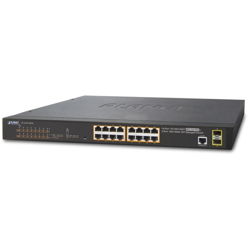 Planet GS-4210-16P2S L2 switch, 16x1Gb, 2x1Gb SFP, 16x PoE 802.3at 220W