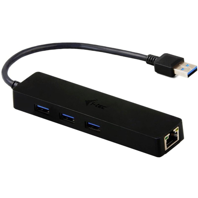 I-tec USB HUB ADVANCE/ 3 porty/ USB 3.0/ Gigabit Ethernet adaptér (RJ45)/ slim/ černý