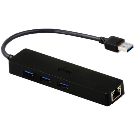 I-tec USB HUB ADVANCE/ 3 porty/ USB 3.0/ Gigabit Ethernet adaptér (RJ45)/ slim/ černý