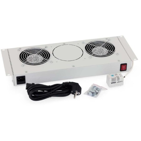 Triton 19“ ventilační jednotka pro nástěnné rozvaděče, 2 ventilátory, bimetalový termostat