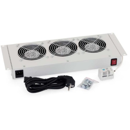 Triton 19“ ventilační jednotka pro nástěnné rozvaděče, 3 ventilátory, bimetalový termostat