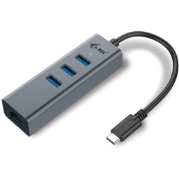 I-tec USB HUB METAL/ 3 porty/ USB 3.0/ USB 3.1 Type C na Gigabit Ethernet adaptér (RJ45)