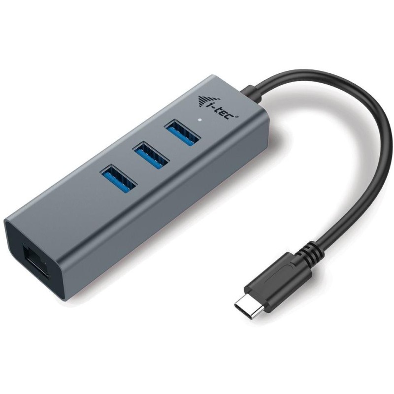 I-tec USB HUB METAL/ 3 porty/ USB 3.0/ USB 3.1 Type C na Gigabit Ethernet adaptér (RJ45)