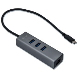 I-tec USB HUB METAL/ 3 porty/ USB 3.0/ USB 3.1 Type C na Gigabit Ethernet adaptér (RJ45)
