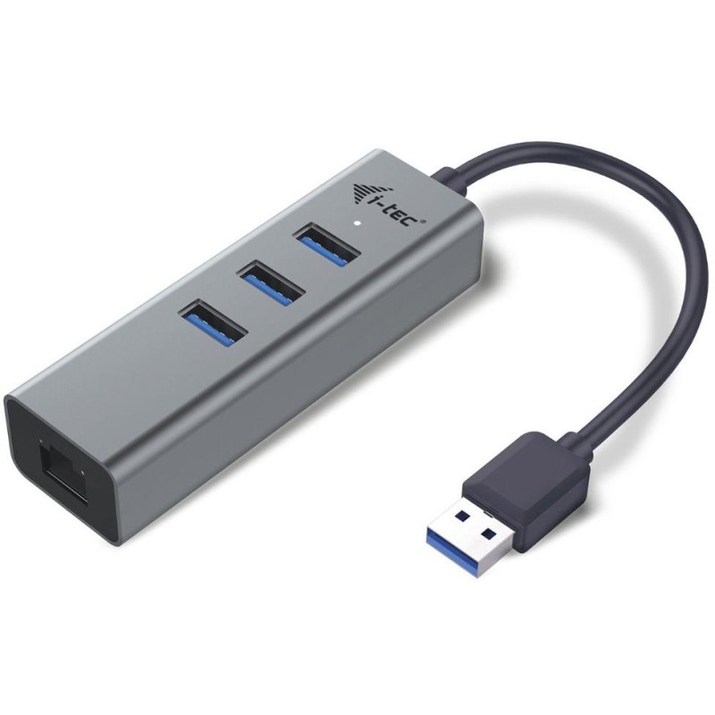 I-tec USB 3.0 HUB METAL/ 3 porty/ USB 3.0 na Gigabit Ethernet adaptér (RJ45)/ šedý