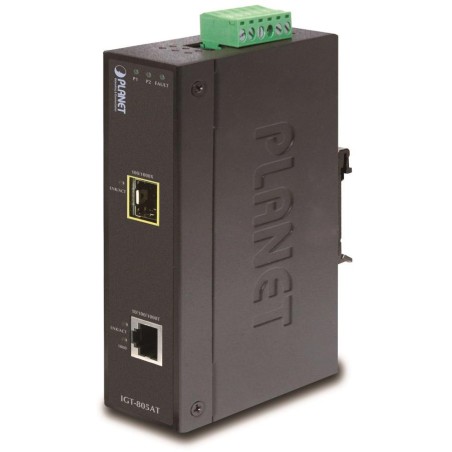 Planet IGT-805AT konvertor 1x 100/1000Base-T,1x SFP 100/1000-X, ESD+EFT, IP30, -40 až 75°C