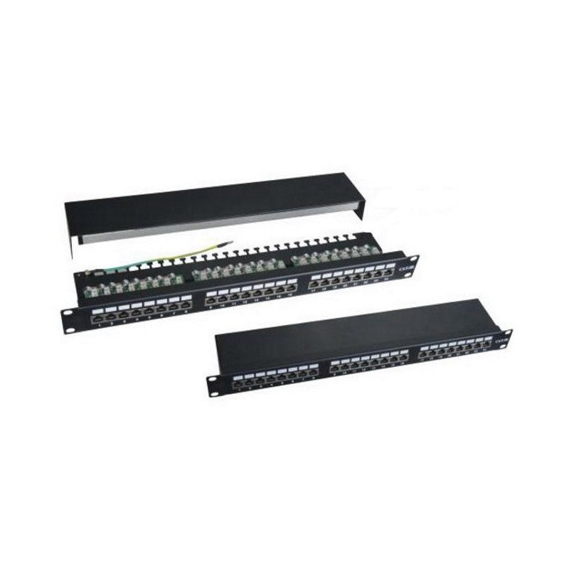 XtendLan Patch panel 19", 24 portů, stíněný, Cat5e, vyvazovák, dual, 2xAu