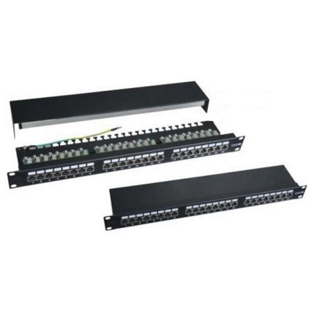 XtendLan Patch panel 19", 24 portů, stíněný, Cat5e, vyvazovák, dual, 2xAu