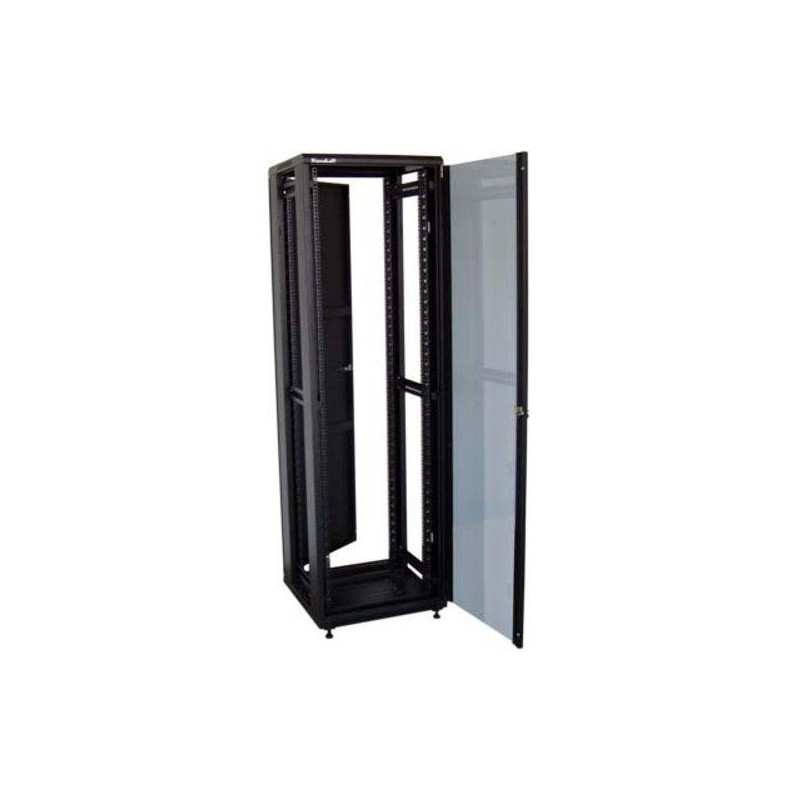 XtendLan 42U/800x800 stojanový, černý, skleněné dveře, plná záda