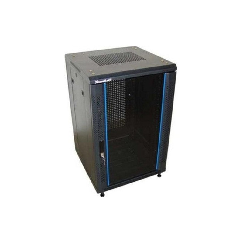 XtendLan 18U/800x1000 stojanový, černý, skleněné dveře, perforovaná záda