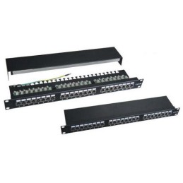 XtendLan Patch panel 19", 24 portů, stíněný, Cat6, vyvazovací úchyty, černý