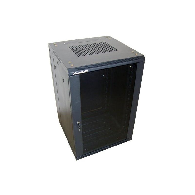 XtendLan 18U/600x800 stojanový, černý, skleněné dveře, plná záda