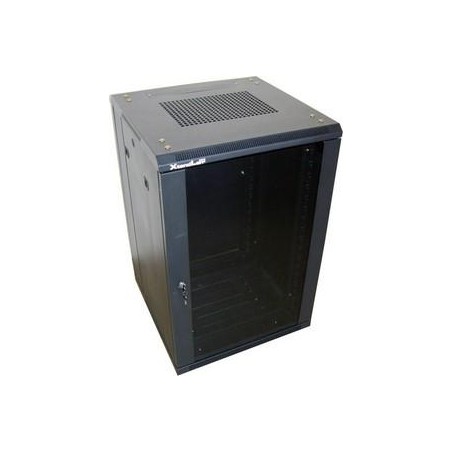 XtendLan 32U/600x800 stojanový, černý, skleněné dveře, plná záda