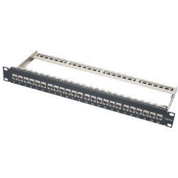 XtendLan Patch panel 19", 24 portů s vyjmutelnými keystone Cat6a, stíněný
