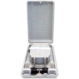 XtendLan plastový rozvaděč pro 24 svarů, 24 pigtailů, 2 kabelové porty, odklopná dvířka