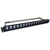 XtendLan Patch panel 19", 16 portů, Cat6a, stíněný, s keystone