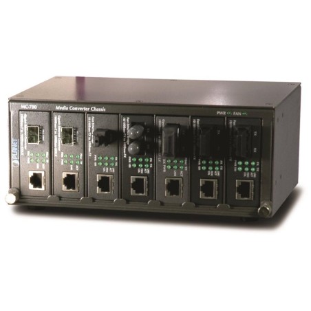 Planet MC-700, šasi 7 slotů pro media konvertory, 10"/2U, interní napájení 40W