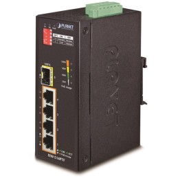 Planet ISW-514PTF, PoE switch 4x 10/100BaseTX+ 1x 100FX(SFP), 802.3at až 120W, DIN, IP40, -40~75 st.C, 12-48VDC