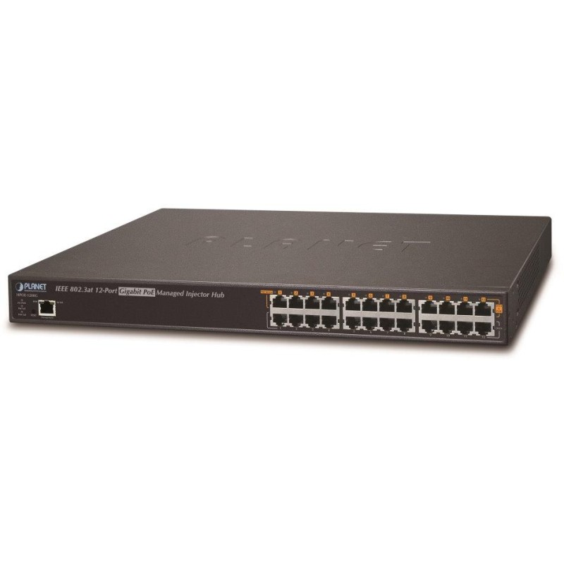 Planet HPOE-1200G PoE injektor 12x 1Gb, 802.3at 30/340W, PING watchdog+scheduler