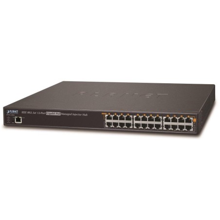 Planet HPOE-1200G PoE injektor 12x 1Gb, 802.3at 30/340W, PING watchdog+scheduler