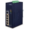 Planet Priemyselný PoE switch, 5x1Gb, 4x PoE 802.3at 36/120W, -40 až 75°C, dual 12-56VDC, IP40, fanless