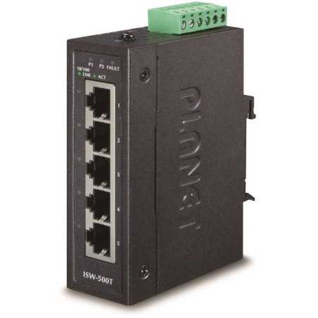 Planet ISW-500T, 5x 10/100Base-TX, ESD, DIN, IP30, -40~75°C