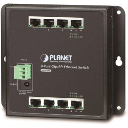 Planet průmyslový plochý switch 8x1Gb, 12-48VDC/24VAC, IP30, -10/60°C, fanless