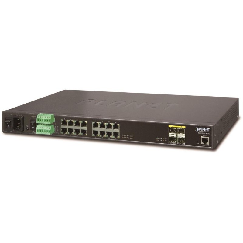 Planet IGS-5225-16T4S průmyslový L3 switch, 16x1Gb, 4x1Gb SFP, 36-60VDC, -40~75°C, IP30, 2x power in