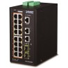 Przełącznik Planet IGS-20160HPT L3, 18x1Gb, 2x2.5Gb SFP, 16x PoE 802.3at 320W, podwójny 48-56VDC, -40~75°C, IP30