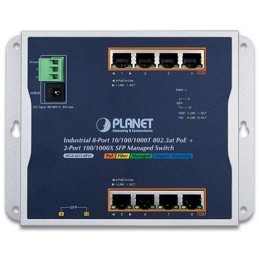 Planet WGS-4215-8P2S plochý L2/L4 switch, 8x1Gb, 2x1Gb SFP, 8x PoE 802.3at 200W, 48-56VDC, -40~75°C, IP30, fanless