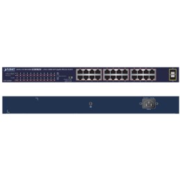 Planet GSW-2620HP PoE switch, 24x1Gb + 2x SFP 1Gb, VLAN, extend mód 10Mb-250m, 802.3at, 802.3az, 240W PoE Budget