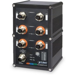 Planet IGS-604HPT-M12 vodotěsný průmyslový switch, 6xGE M12, 4x PoE 802.3at 140W, 48-56VDC, -40~75°C, IP67, EN50155