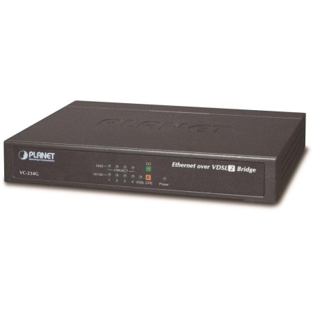 Planet VC-234G, Ethernet VDSL2 konvertor, 4x 1000Base-T, master/slave, profil 30a, G.993.5 Vectoring, G.INP