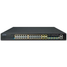 Planet SGS-6341-24P4X L3 switch, 24x1Gb, 4x1Gb SFP, 4x10Gb SFP+, 24x PoE 802.3at 370W, HW/IP stack, VSF/Cluster