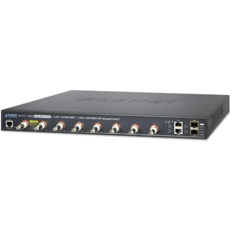 Planet LRP-822CS, COAX PoE switch, 8x 100Base-TX, 2x SFP/TP, IEEE802.3at, Web/SNMPv3, IGMPv3, QoS, VLAN