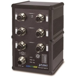 Planet IGS-5227-6MT-X vodotěsný průmyslový L3 switch, 6x1Gb M12, 9-48VDC, -40~75°C, IP67, EN50155