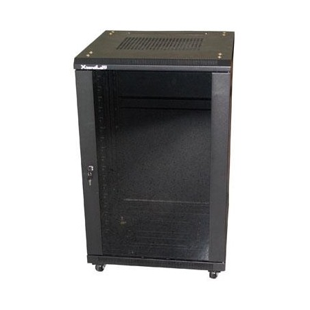 XtendLan 22U/600x600 stojanový, černý, skleněné dveře, plná záda