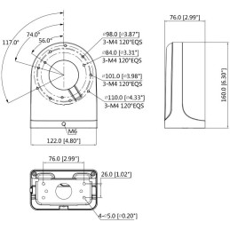 Dahua PFB203W Držák na zeď pro montáž stropní kamery Dahua HDW(EP/SP/RP), HDBW(RP/EP), SD22