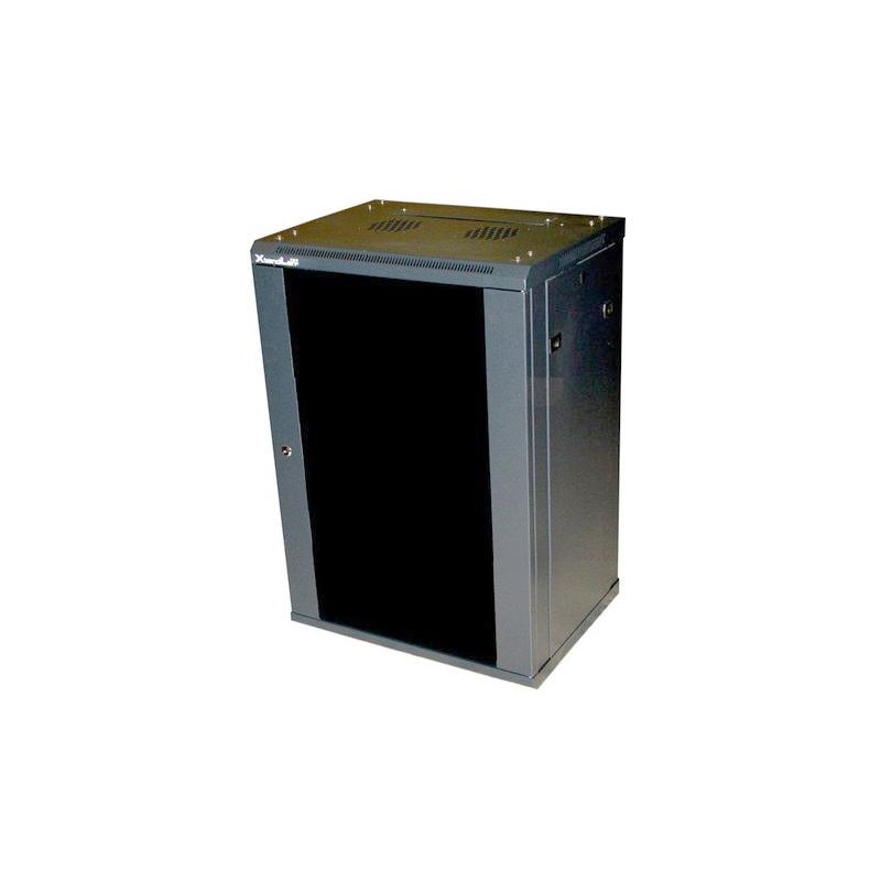 XtendLan 15U/600x600, na zeď, jednodílný, rozložený, skleněné dveře šedý