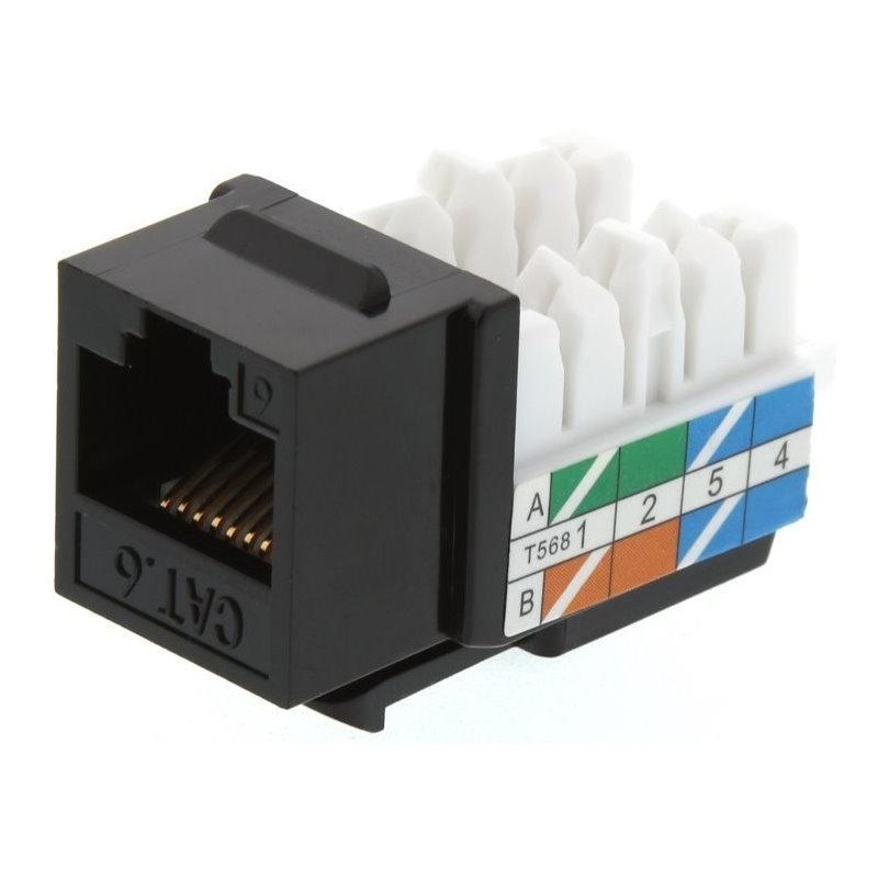 XtendLan Keystone jack RJ45, narážecí, CAT6, UTP, 90 st., narážení shora, černý