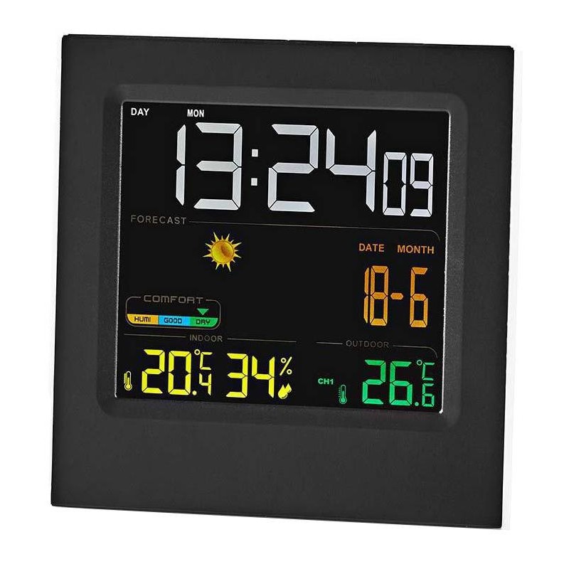 NEDIS meteostanice WEST404B/ vnitřní a venkovní/ digitální/ bezdrátový senzoru počasí/ předpověď počasí/ čas/ LED/ budík