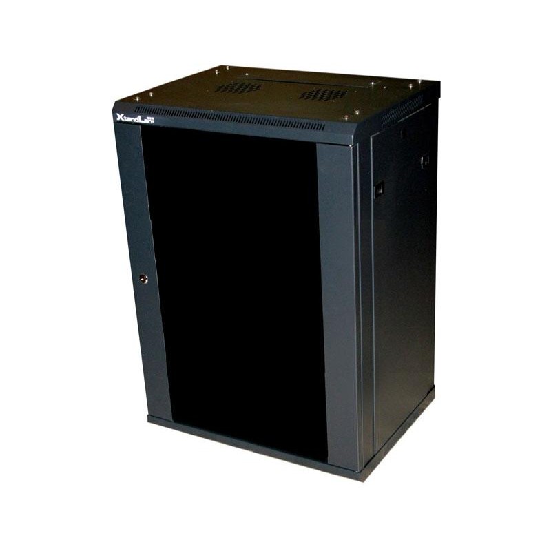XtendLan 12U/600x450, na zeď, jednodílný, rozložený, skleněné dveře, černý