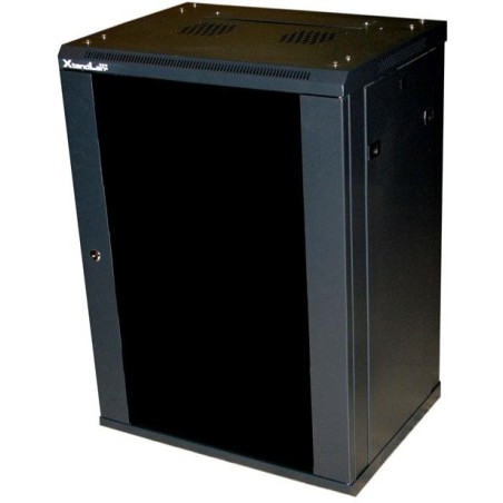 XtendLan 12U/600x450, na zeď, jednodílný, rozložený, skleněné dveře, černý