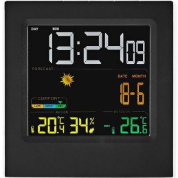NEDIS meteostanice WEST404B/ vnitřní a venkovní/ digitální/ bezdrátový senzoru počasí/ předpověď počasí/ čas/ LED/ budík