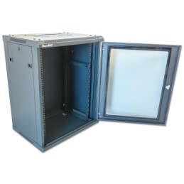 XtendLan 15U/600x450, na zeď, jednodílný, rozložený, skleněné dveře, černý