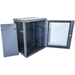 XtendLan 15U/600x450, na zeď, jednodílný, rozložený, skleněné dveře, černý