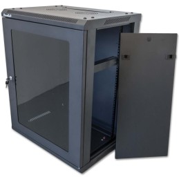 XtendLan 15U/600x450, na zeď, jednodílný, rozložený, skleněné dveře, černý